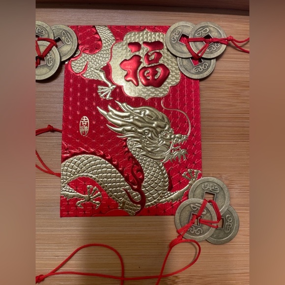 Red Lucky Money Envelope 3 Feng Shui Coin Set - Picture 6 of 12